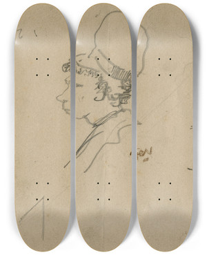 Triptych art skateboard deck of Floris Verster Two Heads Of Boys by Floris Verster (1861-1927) Triptych art skateboard deck of Floris Verster Two Heads Of Boys by Floris Verster (1861-1927)