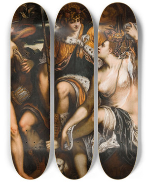 Triptych art skateboard deck of Circle Of Giuseppe Porta Venus And Adonis With Amor by Circle Of Giuseppe Porta (1520-1575)