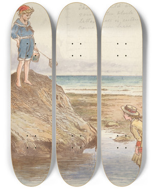 Triptych art skateboard deck of Alfred W Cooper Excelsior by Alfred W Cooper