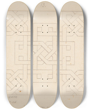 Triptych art skateboard deck of Stanisaw Cercha Wzr Posadzki Posadzki Z Motywem Plecionki by Stanislaw Cercha (1867-1919)