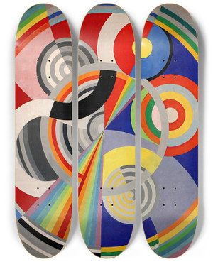 Triptych art skateboard deck of Robert Delaunay Rythme N1 by Robert Delaunay (1885-1941)