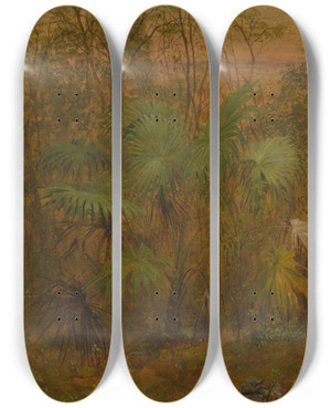 Triptych art skateboard deck of Frederic Edwin Church Thatch Palm Jamaica by Frederic Edwin Church (1826-1900) Triptych art skateboard deck of Frederic Edwin Church Thatch Palm Jamaica by Frederic Edwin Church (1826-1900)