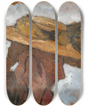 Triptych art skateboard deck of Paula Modersohnbecker Mdchen Mit Strohhut Im Profil Nach Rechts by Paula Modersohn-Becker (1876-1907)