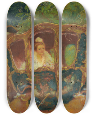 Triptych art skateboard deck of Gaston La Touche Cendrillon by Gaston La Touche (1854-1913)