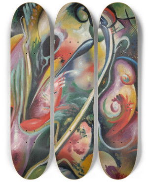Triptych art skateboard deck of Rudolf Bauer Andantev by Rudolf Bauer (1889-1953)