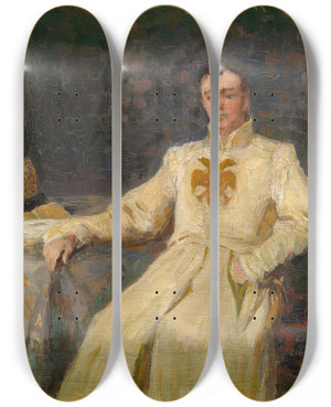 Triptych art skateboard deck of Klavdy Vasilyevich Lebedev Dmitry The Impostor I by Klavdy Vasilyevich Lebedev (1852-1916)