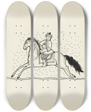 Triptych art skateboard deck of Sergey Chekhonin Fediabredia Pl 6 by Sergey Chekhonin (1878-1936)