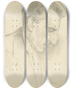 Triptych art skateboard deck of Jan Veth Portret Van P Visser Profiel Naar Rechts_1 by Jan Veth (1864-1925)