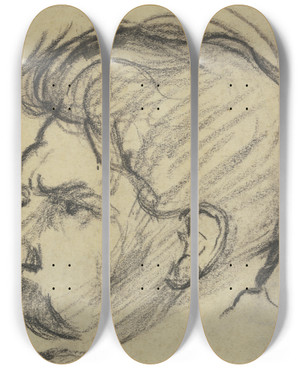 Triptych art skateboard deck of Mathilde Battenberg Albert Schweitzer_2 by Mathilde Battenberg