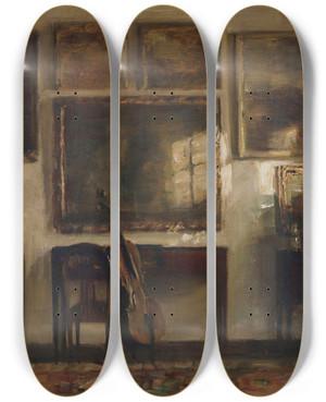 Triptych art skateboard deck of Carl Holse Interior With A Cello by Carl Holsoe (1863-1935) Triptych art skateboard deck of Carl Holse Interior With A Cello by Carl Holsoe (1863-1935)