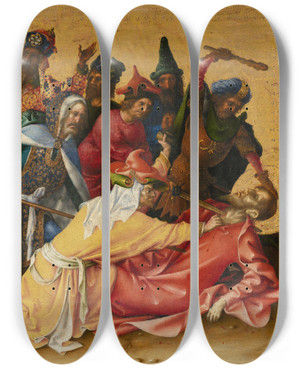 Triptych art skateboard deck of Stefan Lochner Martyrdom Of St Thomas by Stefan Lochner (1400-1452)