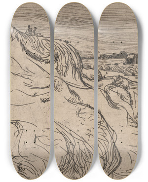Triptych art skateboard deck of Roderic Oconor Dune Et Maison Au Pouldu by Roderic Oconor (1860-1940)