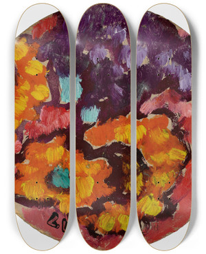 Triptych art skateboard deck of Louis Valtat Fleurs_2 by Louis Valtat (1869-1952)