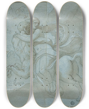 Triptych art skateboard deck of Circle Of Vincenzo Camuccini Nessus And Deianira by Circle Of Vincenzo Camuccini (1771-1844)