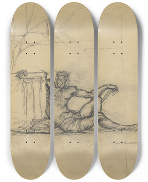 Triptych art skateboard deck of Charles Meryon Seated Male Figure For San Francisco by Charles Meryon (1821-1868) Triptych art skateboard deck of Charles Meryon Seated Male Figure For San Francisco by Charles Meryon (1821-1868)