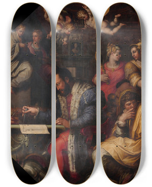 Triptych art skateboard deck of Giorgio Vasari Cosimo Studies The Taking Of Siena by Giorgio Vasari (1511-1574)