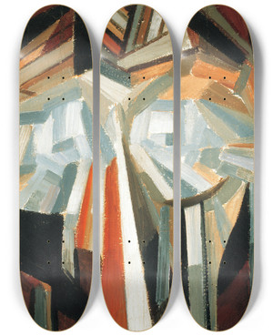 Triptych art skateboard deck of Alexander Konstantinovich Bogomazov Cubist Head by Alexander Konstantinovich Bogomazov (1880-1930)