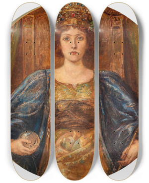 Triptych art skateboard deck of Eduard Veith The Queen by Eduard Veith (1856-1925)