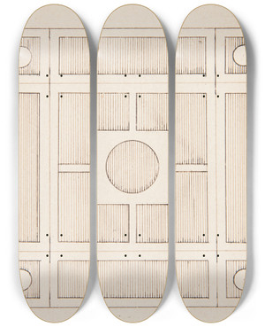 Triptych art skateboard deck of Stanisaw Cercha Wzr Posadzki Z Motywami Geometrycznymi by Stanislaw Cercha (1867-1919)