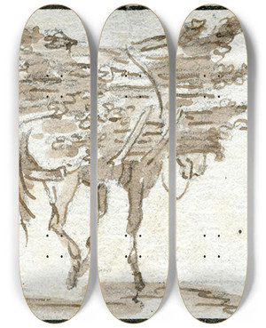 Triptych art skateboard deck of Otto Howen Pakezels_3 by Otto Howen (1774-1848)