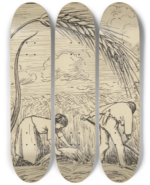 Triptych art skateboard deck of Hans Thoma Hre by Hans Thoma (1839-1924)