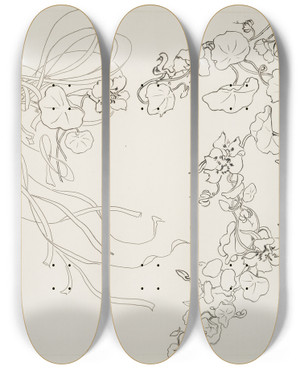 Triptych art skateboard deck of Flix Bracquemond Intrieur Du Saladier Capucines by Felix Bracquemond (1833-1914)