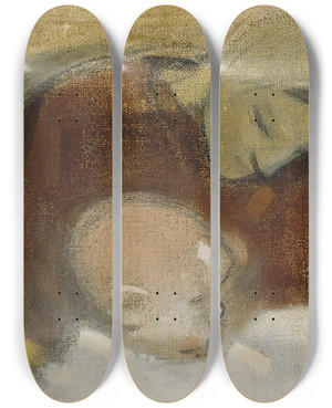 Triptych art skateboard deck of Helene Schjerfbeck Mother And Child_1 by Helene Schjerfbeck (1862-1946)