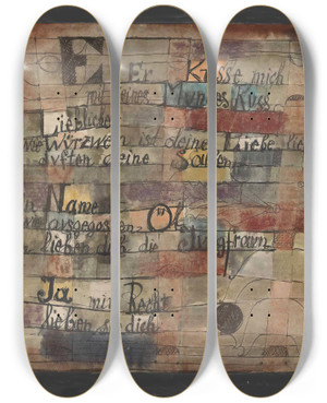 Triptych art skateboard deck of Paul Klee From The Song Of Songs Version Ii by Paul Klee (1879-1940)