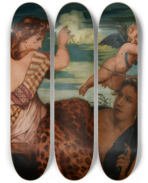 Triptych art skateboard deck of Emile Bernard Hercule Et Omphale by Emile Bernard (1868-1941)