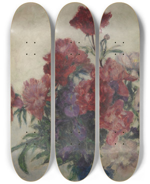 Triptych art skateboard deck of Torajir Kojima Pioenen by Torajiro Kojima (1881-1929)
