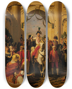 Triptych art skateboard deck of Karl Von Blaas Der Einzug Des Kaisers Franz I Ii Von Sterreich In Wien 1814 by Karl Von Blaas (1815-1894)