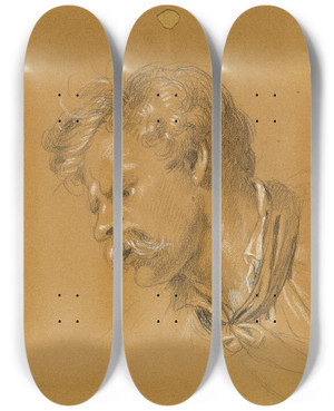 Triptych art skateboard deck of Johann Peter Krafft Kopfstudie Zur Szene Aus Dem Tiroler Freiheitskampf_2 by Johann Peter Krafft (1780-1856)