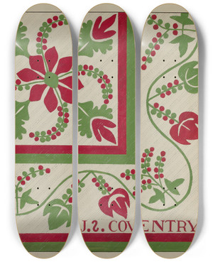 Triptych art skateboard deck of Ralph Atkinson Quilt_2 by Ralph Atkinson (20-)