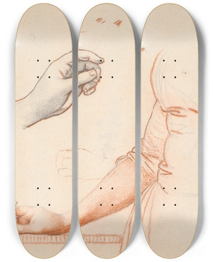 Triptych art skateboard deck of Jens Juel Studie Til Helfigursportrttet Af Kronprinsesse Sofie Frederikke by Jens Juel (1745-1802)
