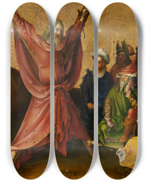 Triptych art skateboard deck of Stefan Lochner Martyrdom Of St Andrew by Stefan Lochner (1400-1452)