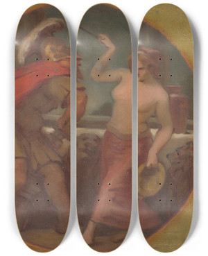 Triptych art skateboard deck of Milan Thomka Mitrovsk Round Study Of Composition From Roman History by Milan Thomka Mitrovsky (1875-1943)