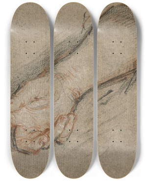 Triptych art skateboard deck of Antoine Coypel Back Of Hand And Forearm by Antoine Coypel (1661-1722)