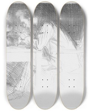 Triptych art skateboard deck of Charles Haslewood Shannon Charles Ricketts by Charles Haslewood Shannon (1863-1937)