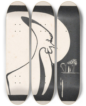 Triptych art skateboard deck of Erich Wichmann Geabstraheerde Figuur by Erich Wichmann (1890-1929)