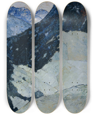 Triptych art skateboard deck of Franz Secky Der Berg by Franz Secky (1895-1950)