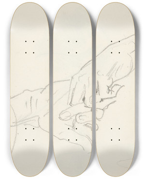 Triptych art skateboard deck of John Singer Sargent Study Ofhands by John Singer Sargent (1856-1925)