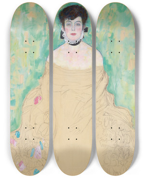 Triptych art skateboard deck of Gustav Klimt Amalie Zuckerkandl by Gustav Klimt (1862-1918)