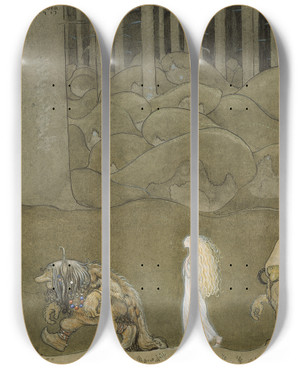 Triptych art skateboard deck of John Bauer The Princess And The Trolls by John Bauer (1882-1918) Triptych art skateboard deck of John Bauer The Princess And The Trolls by John Bauer (1882-1918)