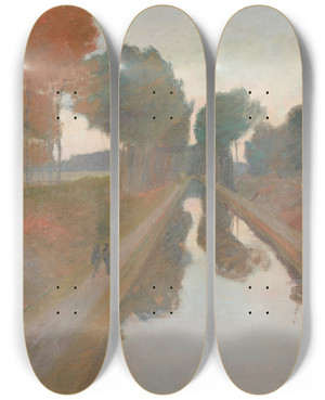 Triptych art skateboard deck of Charles Marie Dulac Le Canal by Charles Marie Dulac (1865-1898)