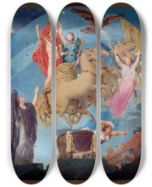 Triptych art skateboard deck of Jean Auguste Dominique Ingres Apothose De Napolon Ier by Jean Auguste Dominique Ingres (1780-1867)