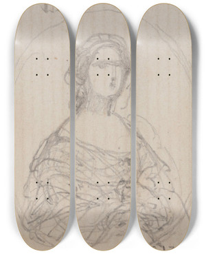 Triptych art skateboard deck of Nicaise De Keyser Portrait Of A Woman_9 by Nicaise De Keyser (1813-1887)