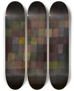 Triptych art skateboard deck of Paul Klee Ancient Sound by Paul Klee (1879-1940)
