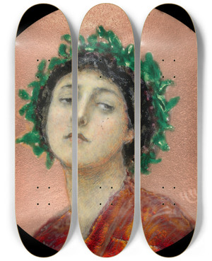 Triptych art skateboard deck of Sir Hubert Von Herkomer A Bacchante by Sir Hubert Von Herkomer (1849-1914)