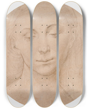 Triptych art skateboard deck of Lorenzo Di Credi A Female Head by Lorenzo di Credi (1459-1537)