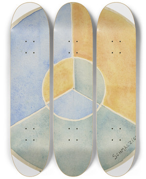 Triptych art skateboard deck of Jules Schmalzigaug Compositie_2 by Jules Schmalzigaug (1882-1917)